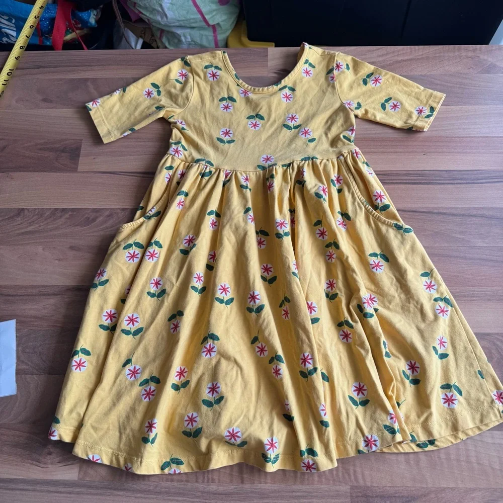 Hanna Andersson Yellow Floral Play Dress With Pockets Size 6-7 - Picture 9 of 9
